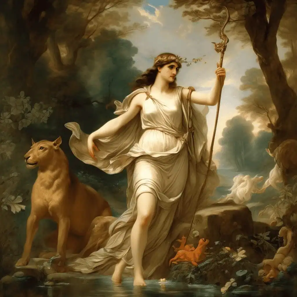 Woman as Diana in Nature – Gustave-Claude-Etienne Courtois